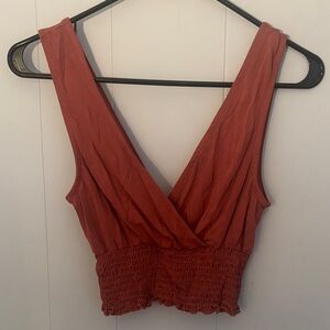 Urban Outfitters Terracotta Smocked Crop Top